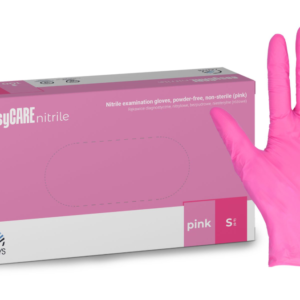 Rękawice diagnostyczne easyCARE nitrile, nitrylowe, bezpudrowe, niesterylne, różowe, Rozm. S, 100 szt.